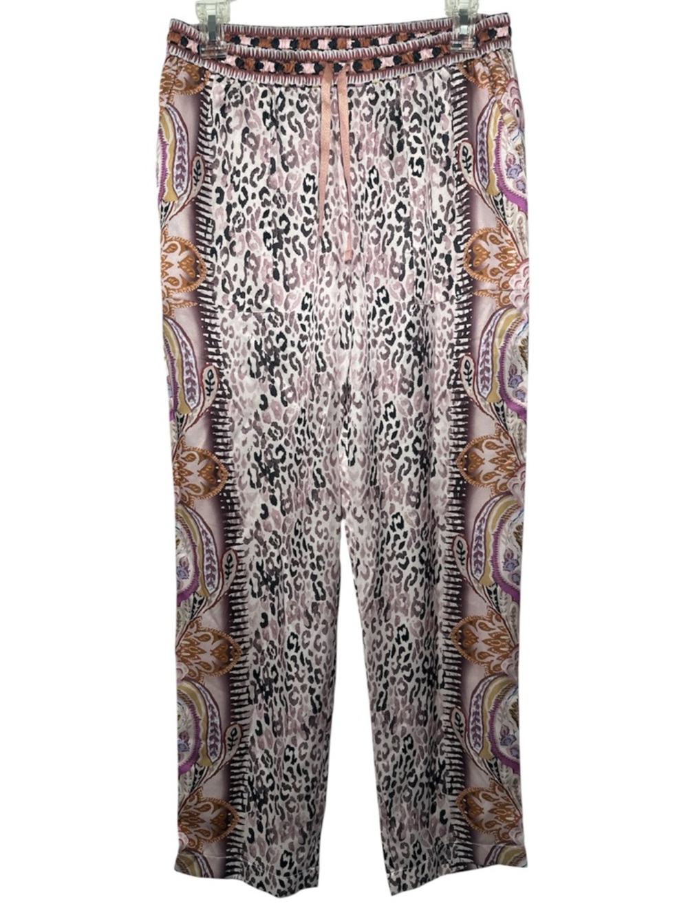 Hale Bob Silk Blend Pants Paisley And Cheetah Print